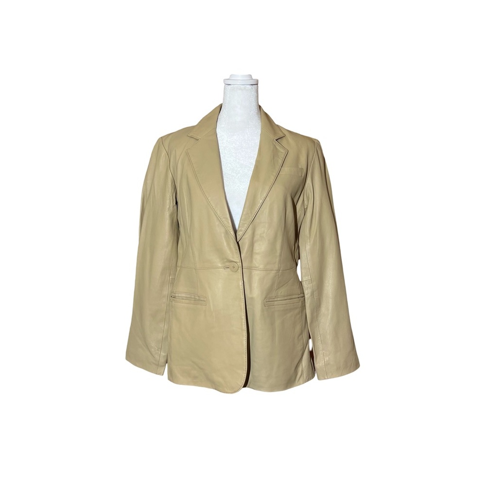 I.N.C. Leather beige single breasted blazer 8P lined.